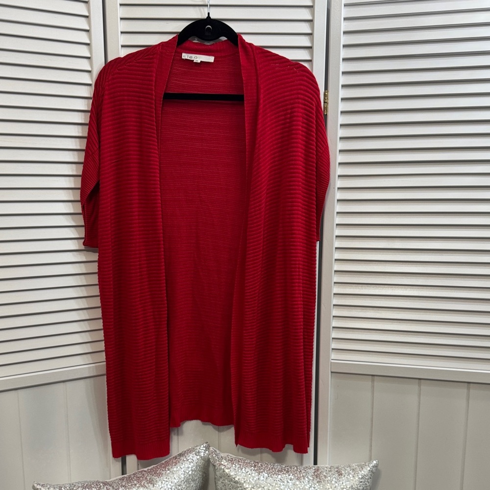 Cleo Rich Red Open-Front Cardigan